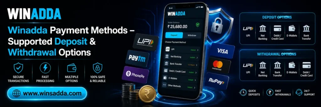 Winadda Payment Methods – Supported Deposit & Withdrawal Options